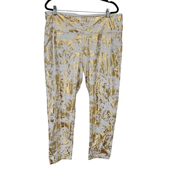 Lilly Pulitzer Leggings XXL UPF 50+ High Rise Luxletic Weekender White Gold - Picture 1 of 4